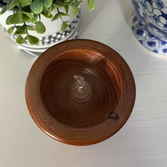 Vintage style wood Wooden Pillar Brown Battery Operated LED Pillar Candle, 6” - Picture 2 of 4